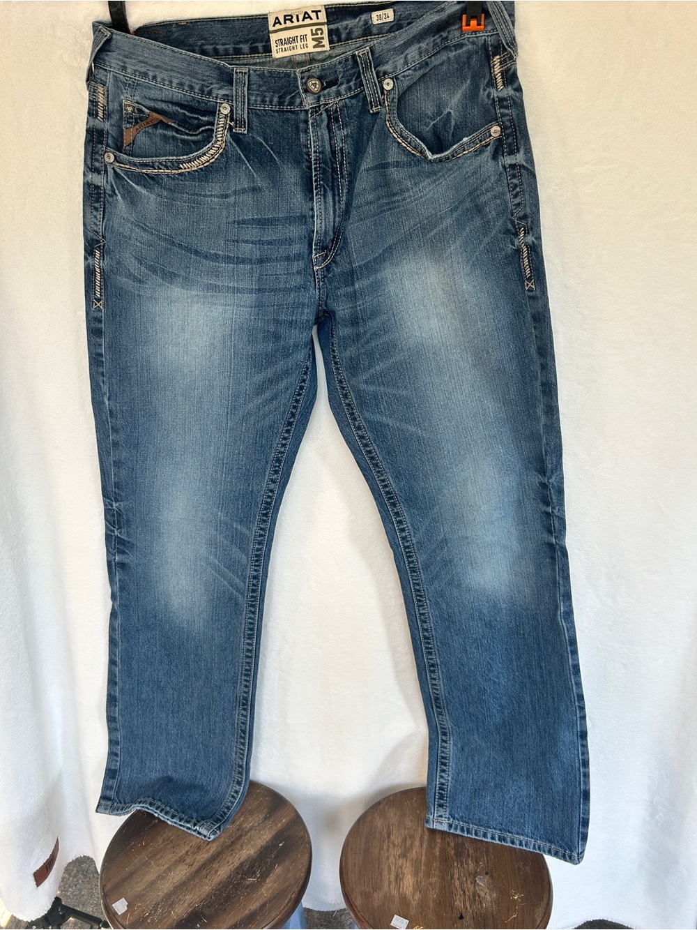 Ariat Men’s Medium Blue Bootcut Jeans with Whisker Fade
